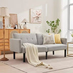 Canapé futon convertible moderne de 75'', canapé futon en bois massif rembourré, causeuse réglable en tissu pour salon