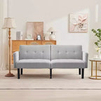 Canapé futon convertible moderne de 75'', canapé futon en bois massif rembourré, causeuse réglable en tissu pour salon