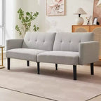 Canapé futon convertible moderne de 75'', canapé futon en bois massif rembourré, causeuse réglable en tissu pour salon