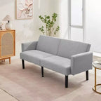 Canapé futon convertible moderne de 75'', canapé futon en bois massif rembourré, causeuse réglable en tissu pour salon