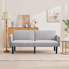 Canapé futon convertible moderne de 75'', canapé futon en bois massif rembourré, causeuse réglable en tissu pour salon