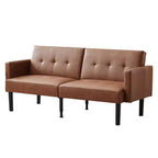 75'' Modern Convertible Futon Couch, Upholstered Solid Wood Futon Sofa, Fabric Adjustable Loveseat Sofa for Living Room