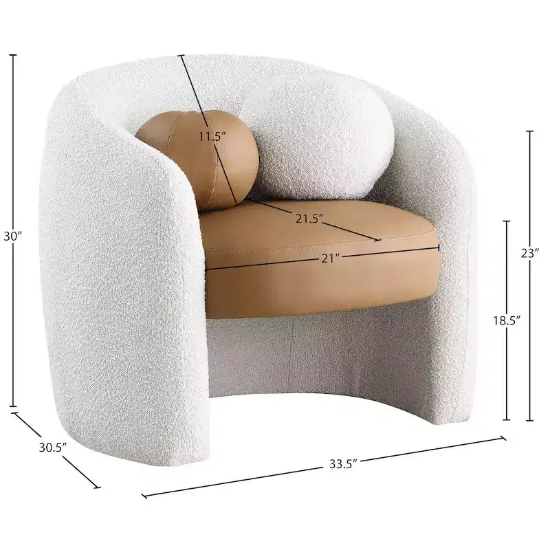 Fauteuil d'appoint Acadia en similicuir végane et tissu bouclé