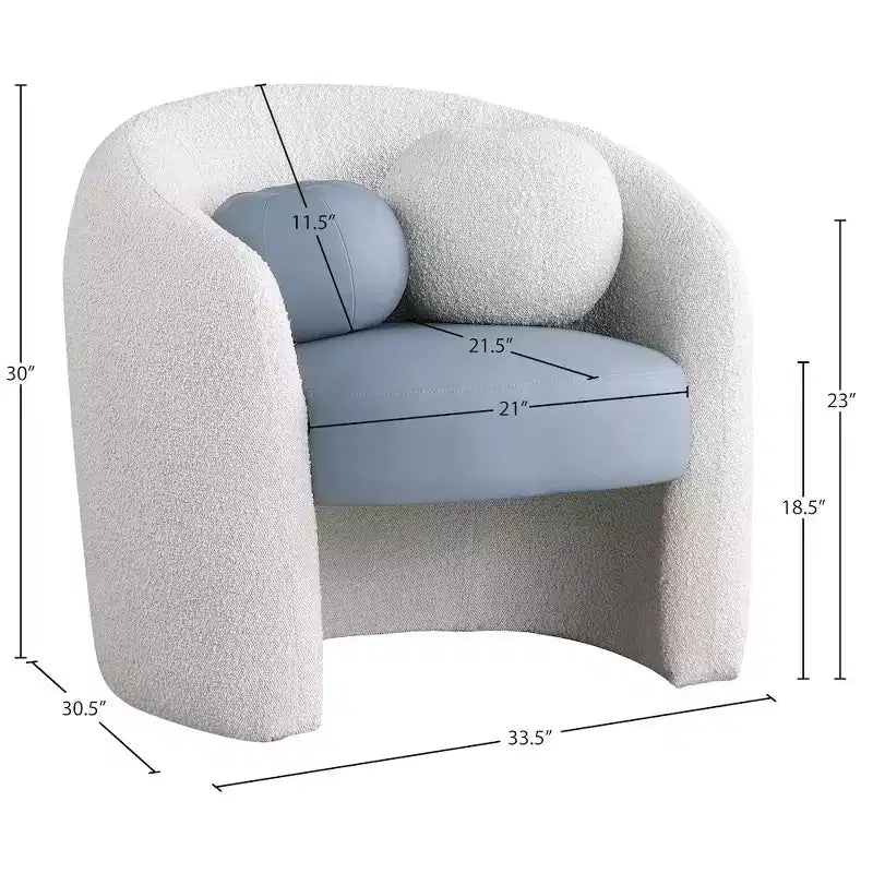 Fauteuil d'appoint Acadia en similicuir végane et tissu bouclé