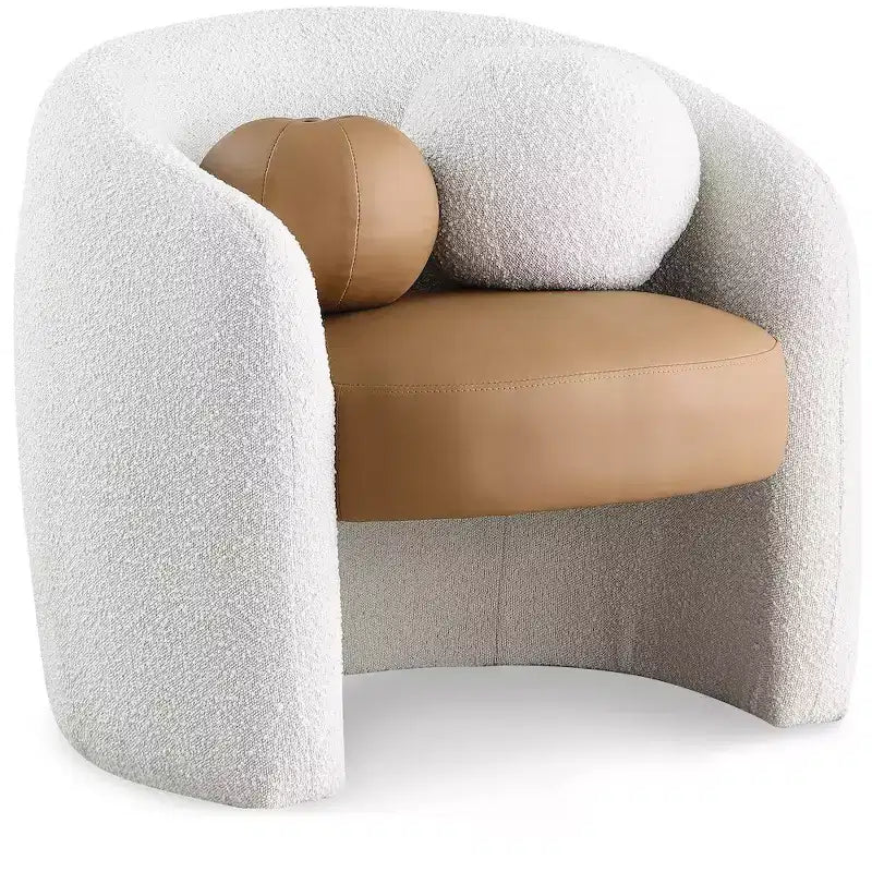 Fauteuil d'appoint Acadia en similicuir végane et tissu bouclé