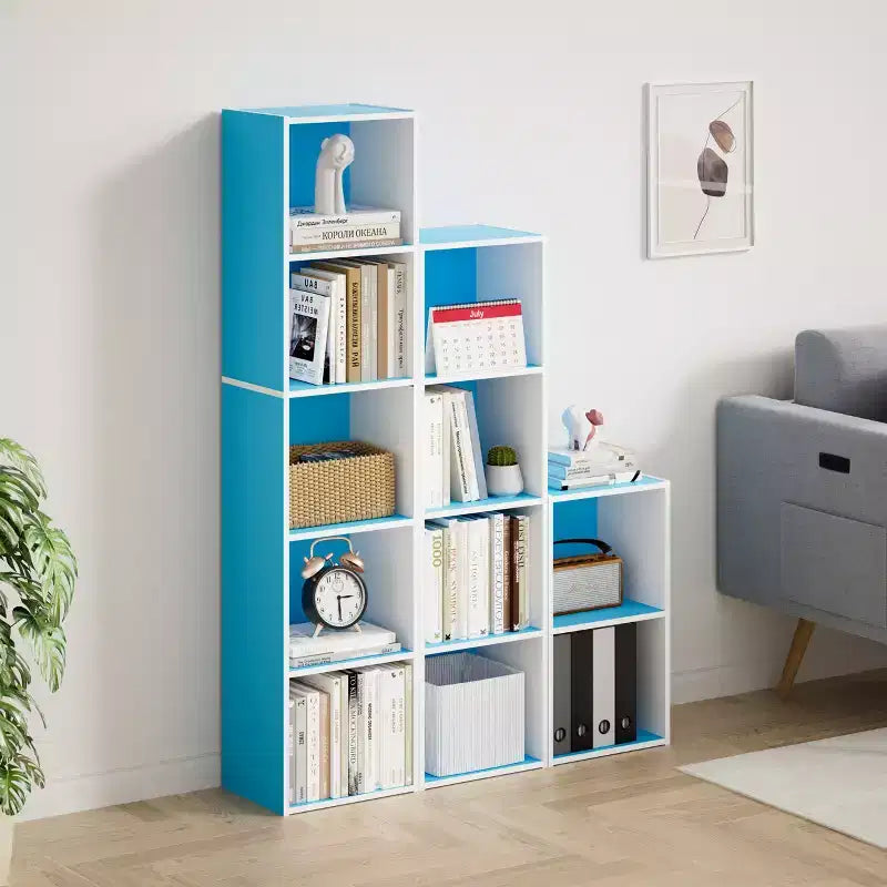 Bibliothèque 5 niveaux en forme de cube, étagère de rangement pour salon, chambre à coucher, chambre d'enfant