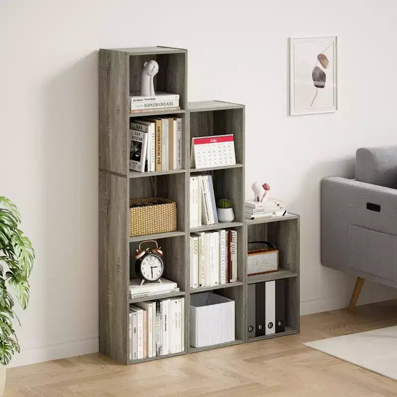 Bibliothèque 5 niveaux en forme de cube, étagère de rangement pour salon, chambre à coucher, chambre d'enfant