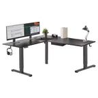 Mount-It! XL Electric Height Adjustable Corner Standing Desk, Black Frame and Black Tabletop