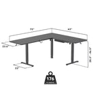 Bureau d'angle debout réglable en hauteur XL électrique, cadre noir et plateau noir
