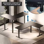 Bureau d'angle debout réglable en hauteur XL électrique, cadre noir et plateau noir