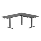 Bureau d'angle debout réglable en hauteur XL électrique, cadre noir et plateau noir