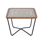 Table basse en verre, table basse carrée, table de centre, table d'appoint, bout de canapé avec plateau à découpes géométriques