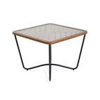 Table basse en verre, table basse carrée, table de centre, table d'appoint, bout de canapé avec plateau à découpes géométriques