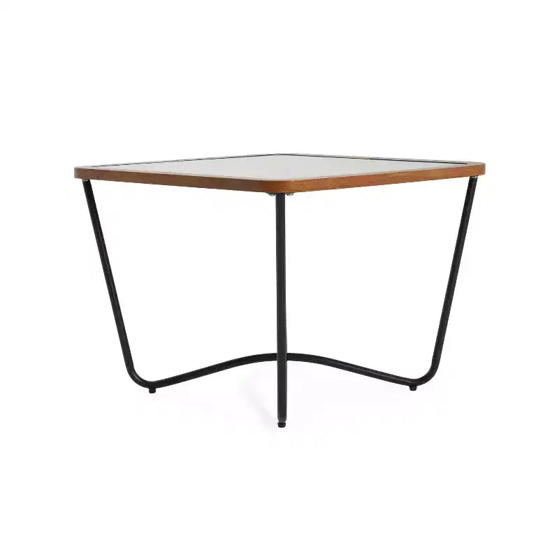 Table basse en verre, table basse carrée, table de centre, table d'appoint, bout de canapé avec plateau à découpes géométriques