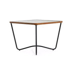 Table basse en verre, table basse carrée, table de centre, table d'appoint, bout de canapé avec plateau à découpes géométriques