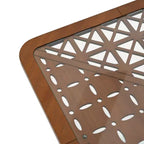 Table basse en verre, table basse carrée, table de centre, table d'appoint, bout de canapé avec plateau à découpes géométriques