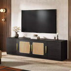 Meuble TV 70,9 pouces, meuble de divertissement en bois avec étagère de rangement à 6 niveaux, meuble console pour téléviseurs jusqu'à 80 pouces