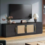Meuble TV 70,9 pouces, meuble de divertissement en bois avec étagère de rangement à 6 niveaux, meuble console pour téléviseurs jusqu'à 80 pouces