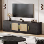 Meuble TV 70,9 pouces, meuble de divertissement en bois avec étagère de rangement à 6 niveaux, meuble console pour téléviseurs jusqu'à 80 pouces