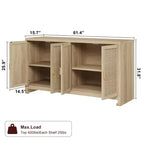 Meuble de Rangement d'Appoint en Rotin avec 4 Portes et Étagère, Buffet Console Moderne pour Salle à Manger, Cuisine, Salon et Entrée