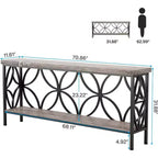 Console en métal industriel extra longue avec base de rangement, table d'entrée étroite et moderne, table de canapé derrière le canapé pour couloir, salon