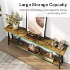 Console en métal industriel extra longue avec base de rangement, table d'entrée étroite et moderne, table de canapé derrière le canapé pour couloir, salon