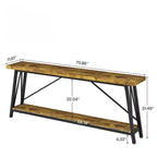 Console en métal industriel extra longue avec base de rangement, table d'entrée étroite et moderne, table de canapé derrière le canapé pour couloir, salon