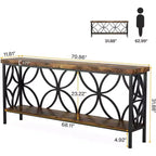 Console en métal industriel extra longue avec base de rangement, table d'entrée étroite et moderne, table de canapé derrière le canapé pour couloir, salon