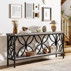 Console en métal industriel extra longue avec base de rangement, table d'entrée étroite et moderne, table de canapé derrière le canapé pour couloir, salon