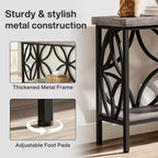 Console en métal industriel extra longue avec base de rangement, table d'entrée étroite et moderne, table de canapé derrière le canapé pour couloir, salon