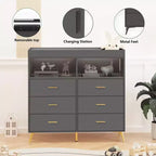 Commode de chambre d'enfant multifonctionnelle à 6 tiroirs, table à langer moderne avec lumières et station de charge, table à langer convertible pour chambre à coucher