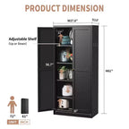 Meuble de rangement de cuisine en métal noir de 61 po, 4 étagères réglables Capacité de 110 lb, Organisateur autoportant robuste