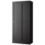 Meuble de rangement de cuisine en métal noir de 61 po, 4 étagères réglables Capacité de 110 lb, Organisateur autoportant robuste