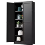 Meuble de rangement de cuisine en métal noir de 61 po, 4 étagères réglables Capacité de 110 lb, Organisateur autoportant robuste