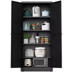 Meuble de rangement de cuisine en métal noir de 61 po, 4 étagères réglables Capacité de 110 lb, Organisateur autoportant robuste