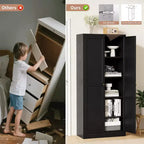 Meuble de rangement de cuisine en métal noir de 61 po, 4 étagères réglables Capacité de 110 lb, Organisateur autoportant robuste