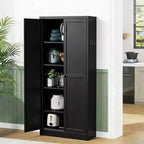 Meuble de rangement de cuisine en métal noir de 61 po, 4 étagères réglables Capacité de 110 lb, Organisateur autoportant robuste