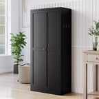 Meuble de rangement de cuisine en métal noir de 61 po, 4 étagères réglables Capacité de 110 lb, Organisateur autoportant robuste