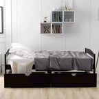 FAMYYT Twin Size Wood Platform Bed?With 2 Drawers, Easy Assembly