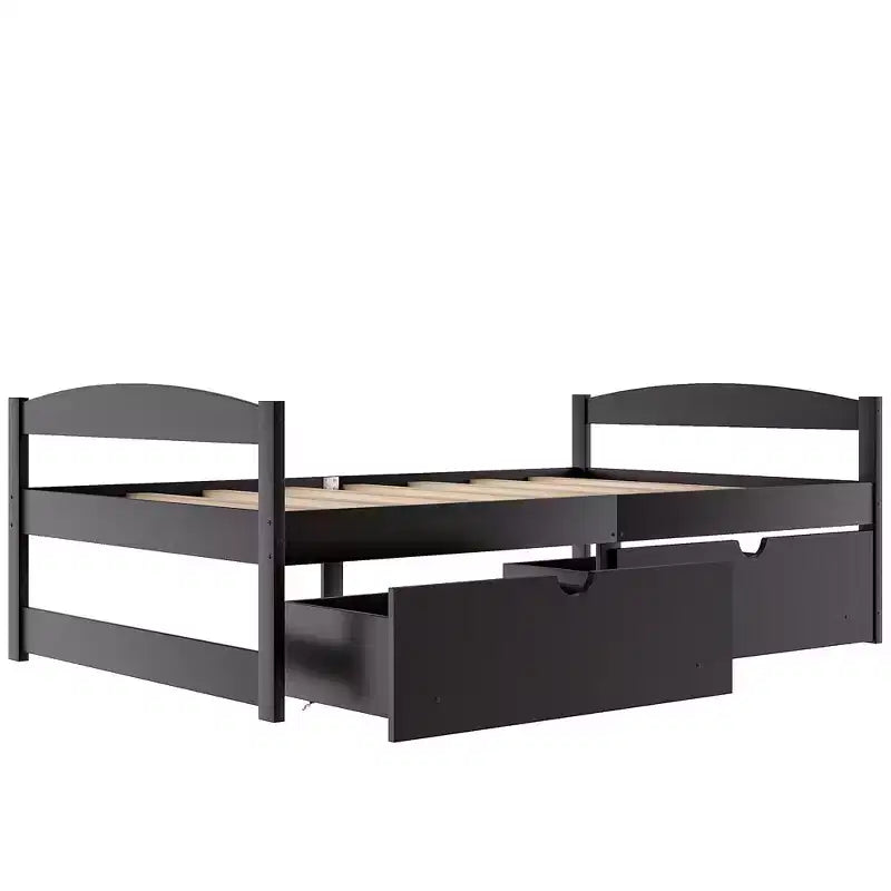Lit plateforme en bois de taille simple avec 2 tiroirs, assemblage facile