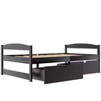 Lit plateforme en bois double avec 2 tiroirs, assemblage facile