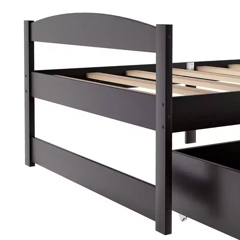 Lit plateforme en bois de taille simple avec 2 tiroirs, assemblage facile
