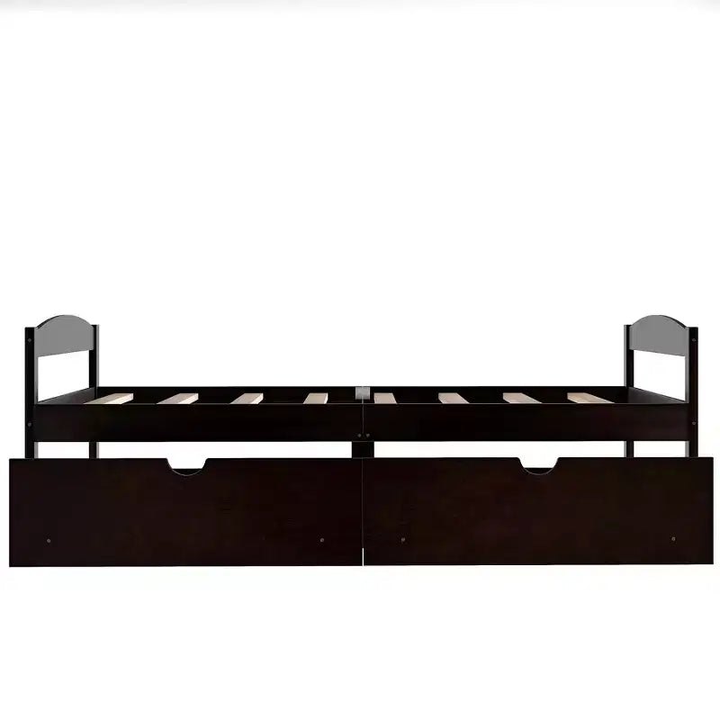 Lit plateforme en bois de taille simple avec 2 tiroirs, assemblage facile