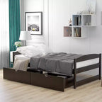 Lit plateforme en bois double avec 2 tiroirs, assemblage facile