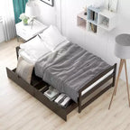 Lit plateforme en bois double avec 2 tiroirs, assemblage facile