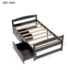 Lit plateforme en bois double avec 2 tiroirs, assemblage facile
