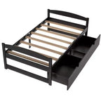 Lit plateforme en bois double avec 2 tiroirs, assemblage facile