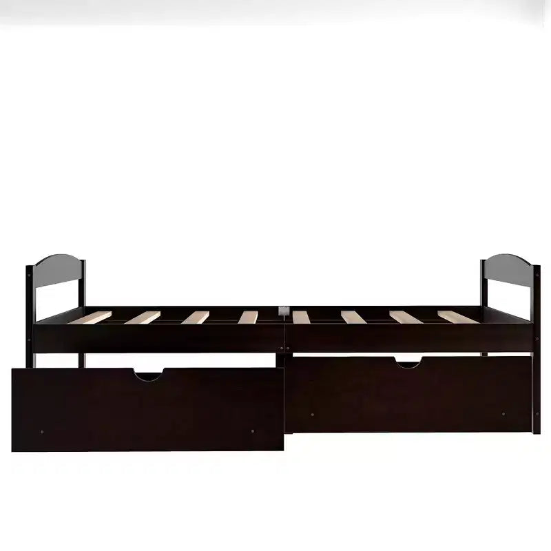 Lit plateforme en bois de taille simple avec 2 tiroirs, assemblage facile