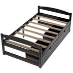 Lit plateforme en bois double avec 2 tiroirs, assemblage facile