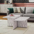 Table basse à deux niveaux en faux marbre blanc, table de luxe pratique en bois composite pour salon moderne